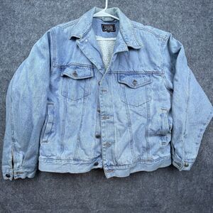 Ferugini Trucker Jacket Mens XL Denim Sherpa Warm Workwear Chore Coat 80s